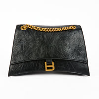 BALENCIAGA - Sac bandoulière Crush chain medium cuir noir - Handbag