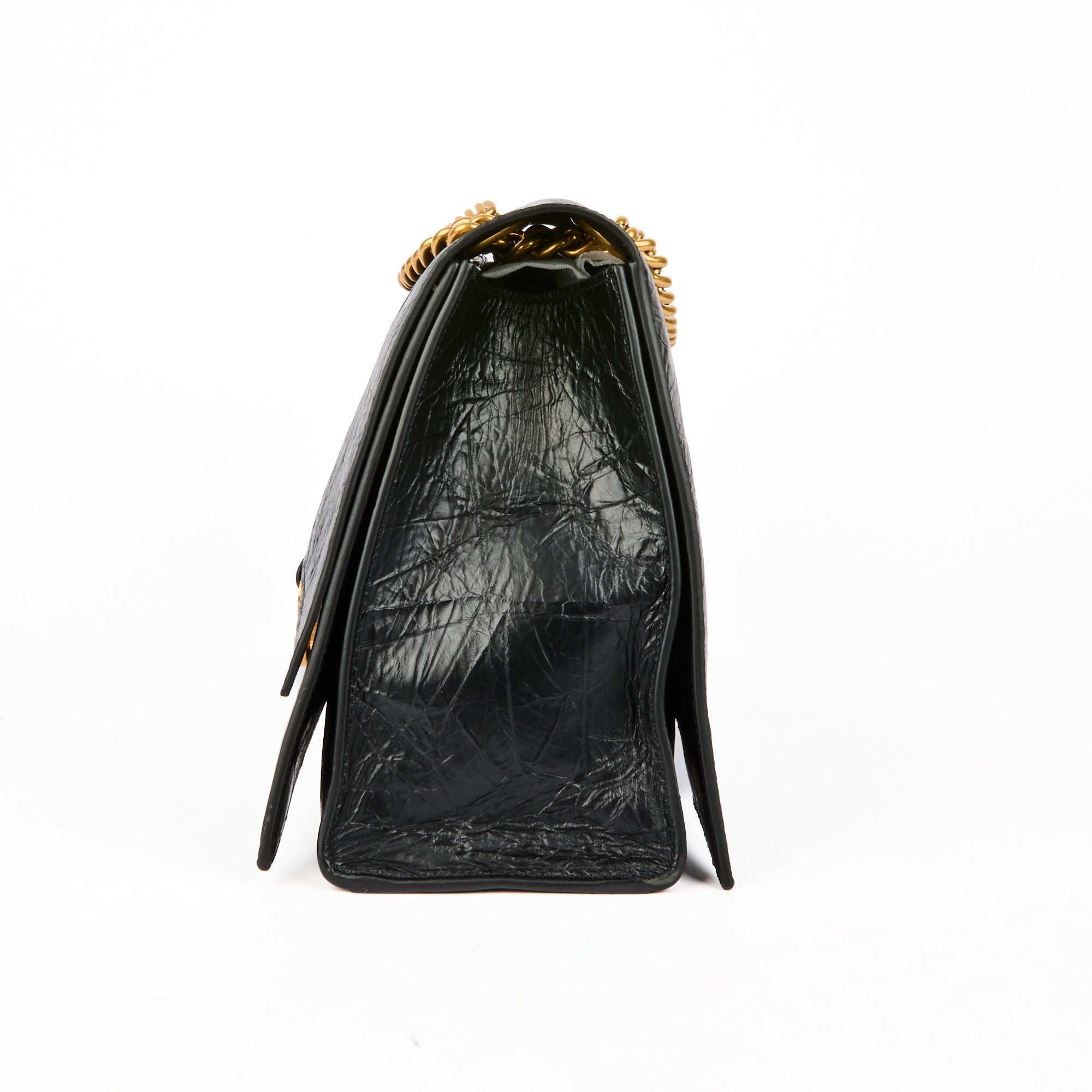BALENCIAGA - Sac bandoulière Crush chain medium cuir noir - Handbag