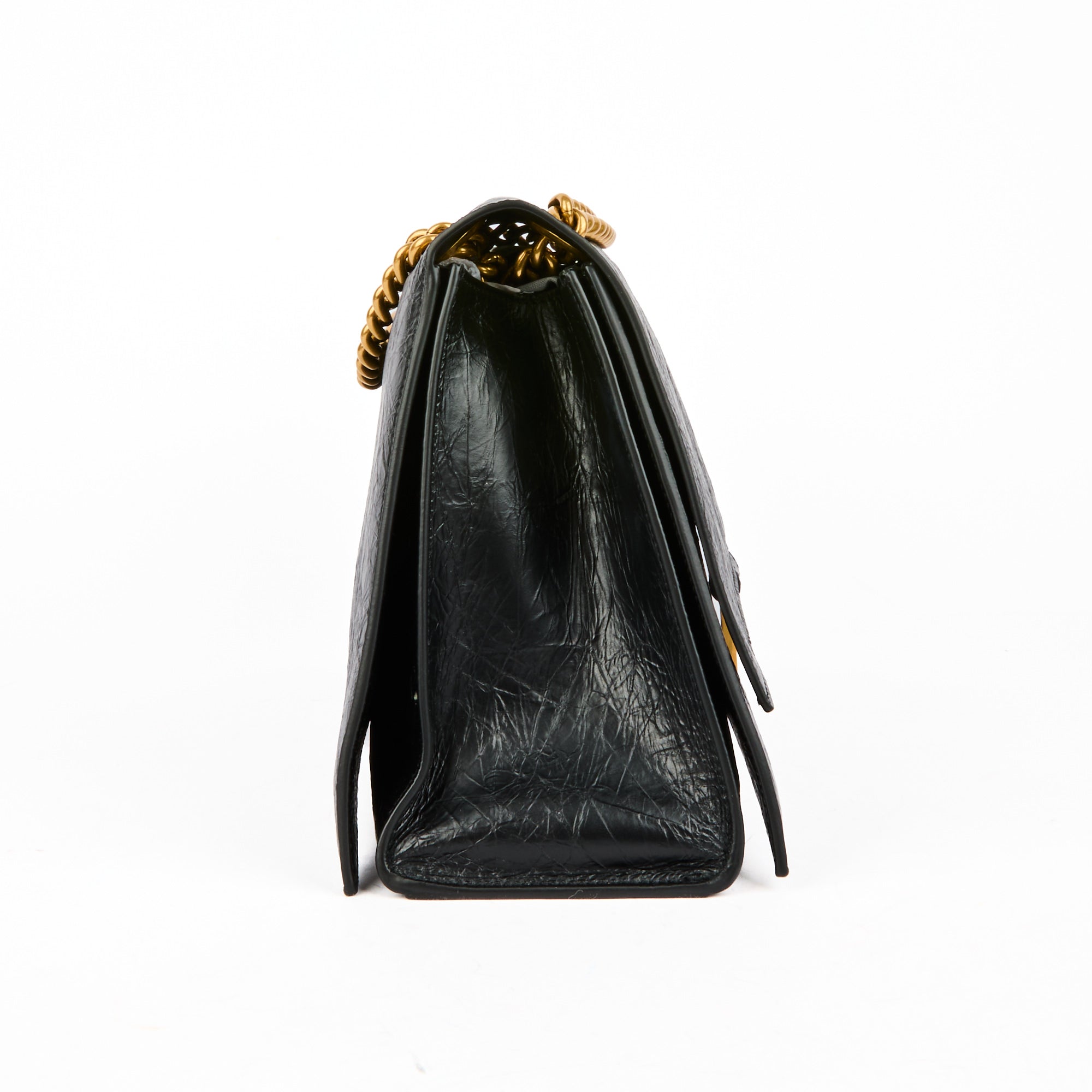 BALENCIAGA - Sac bandoulière Crush chain medium cuir noir - Handbag