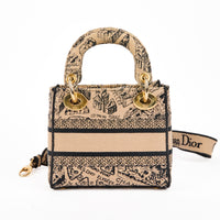 DIOR - Sac bandoulière Mini Lady Dior D-Lite toile Paris - Handbag