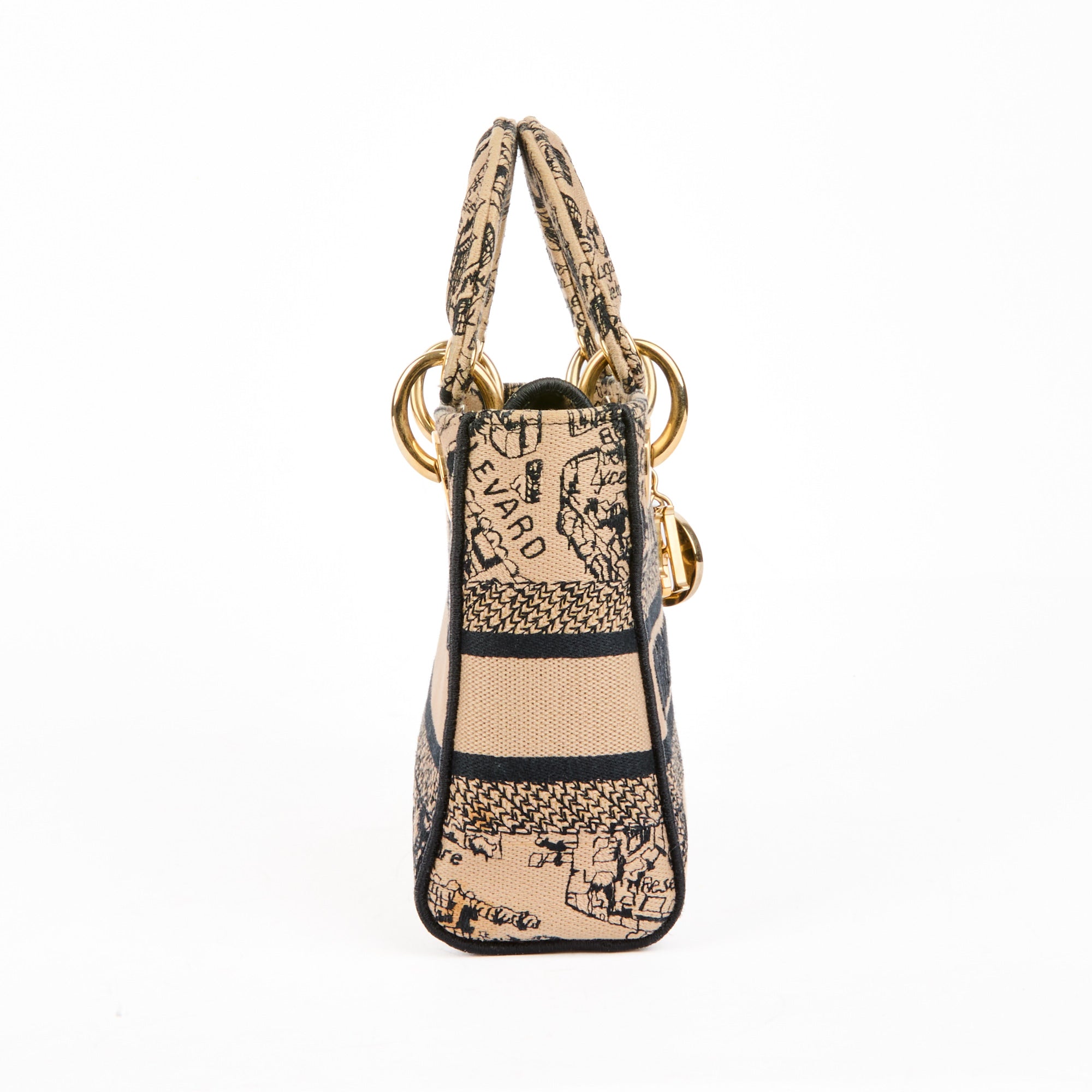 DIOR - Sac bandoulière Mini Lady Dior D-Lite toile Paris - Handbag