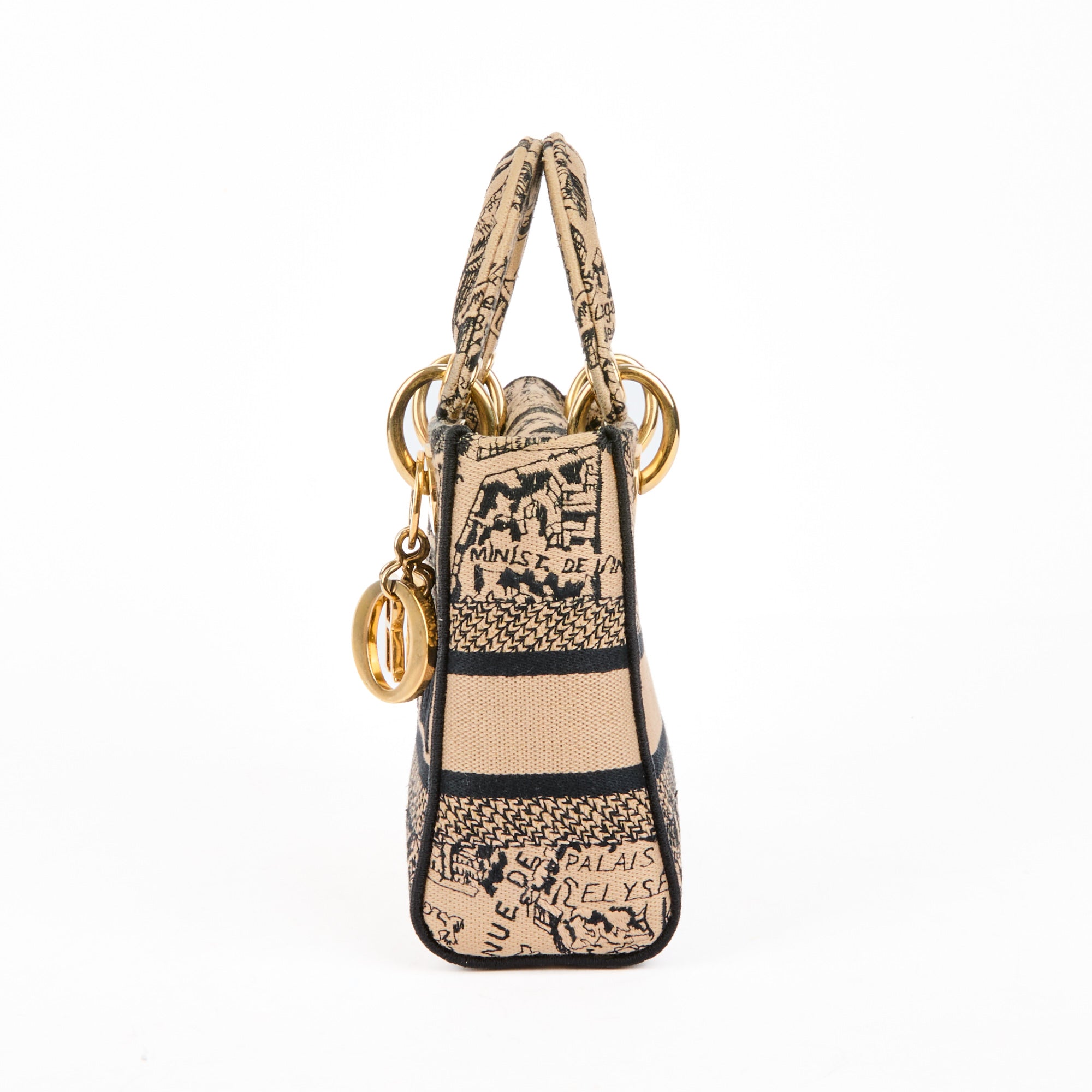 DIOR - Sac bandoulière Mini Lady Dior D-Lite toile Paris - Handbag