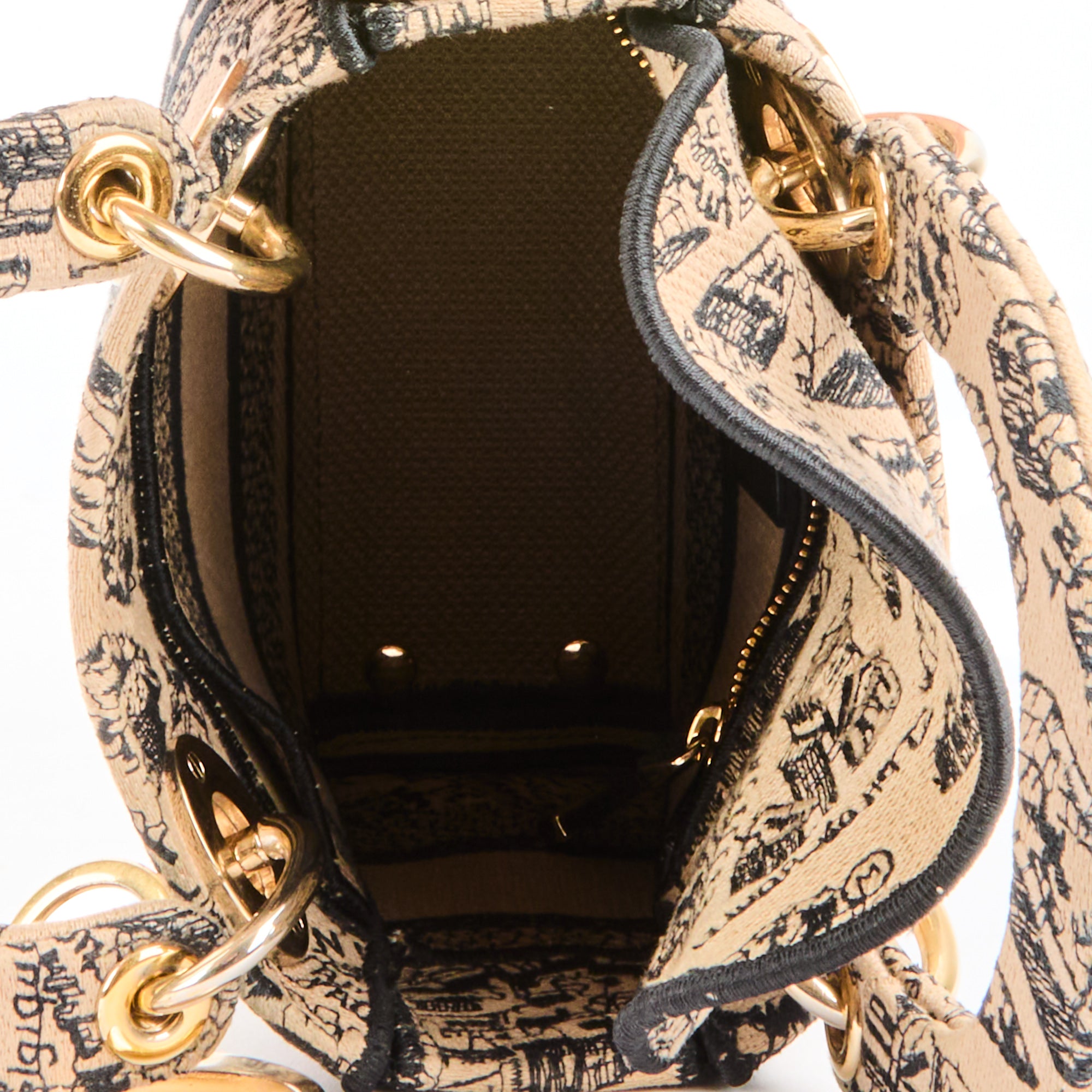 DIOR - Sac bandoulière Mini Lady Dior D-Lite toile Paris - Handbag