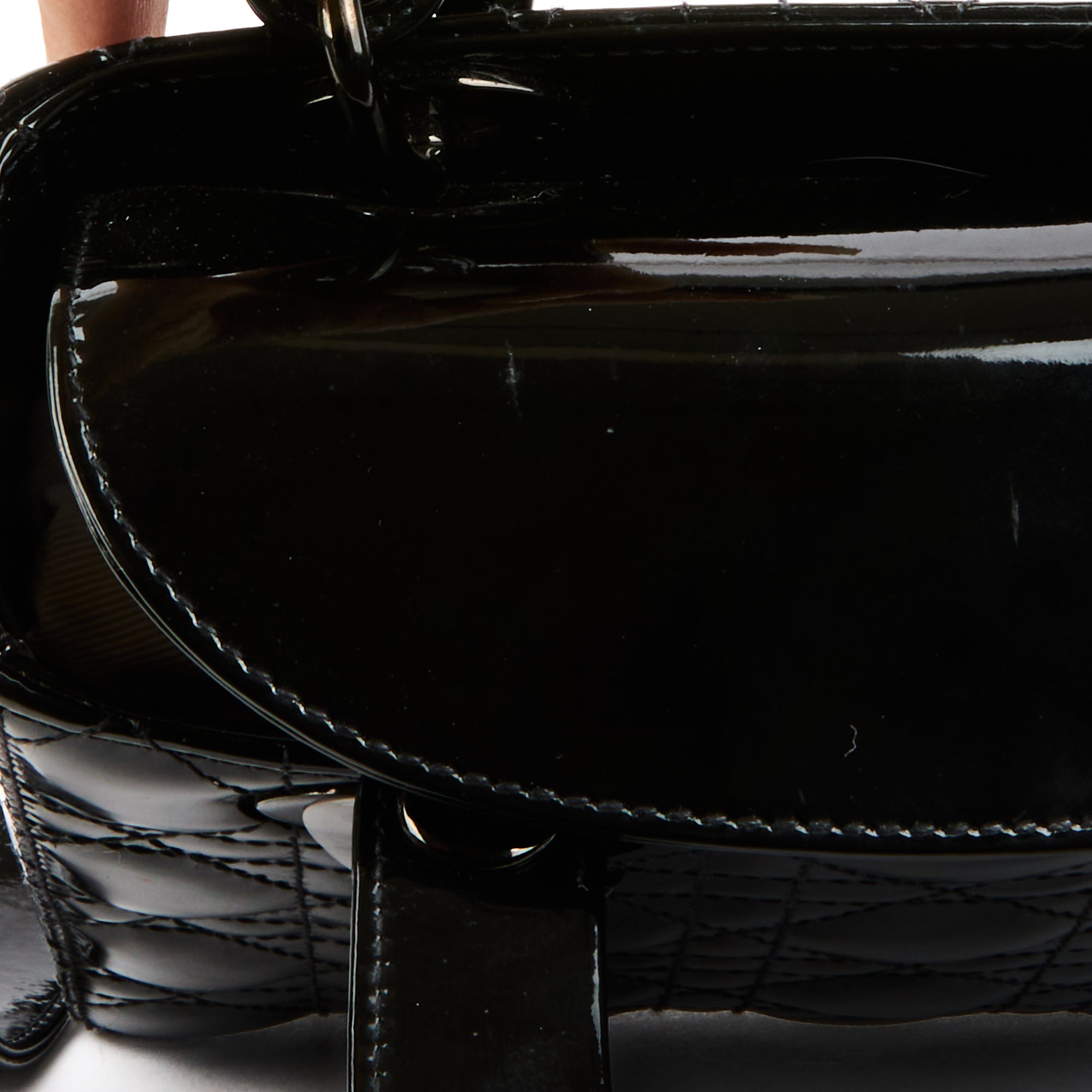 DIOR - Lady Dior Small Patent Leather All Black Shoulder Bag - Handbag