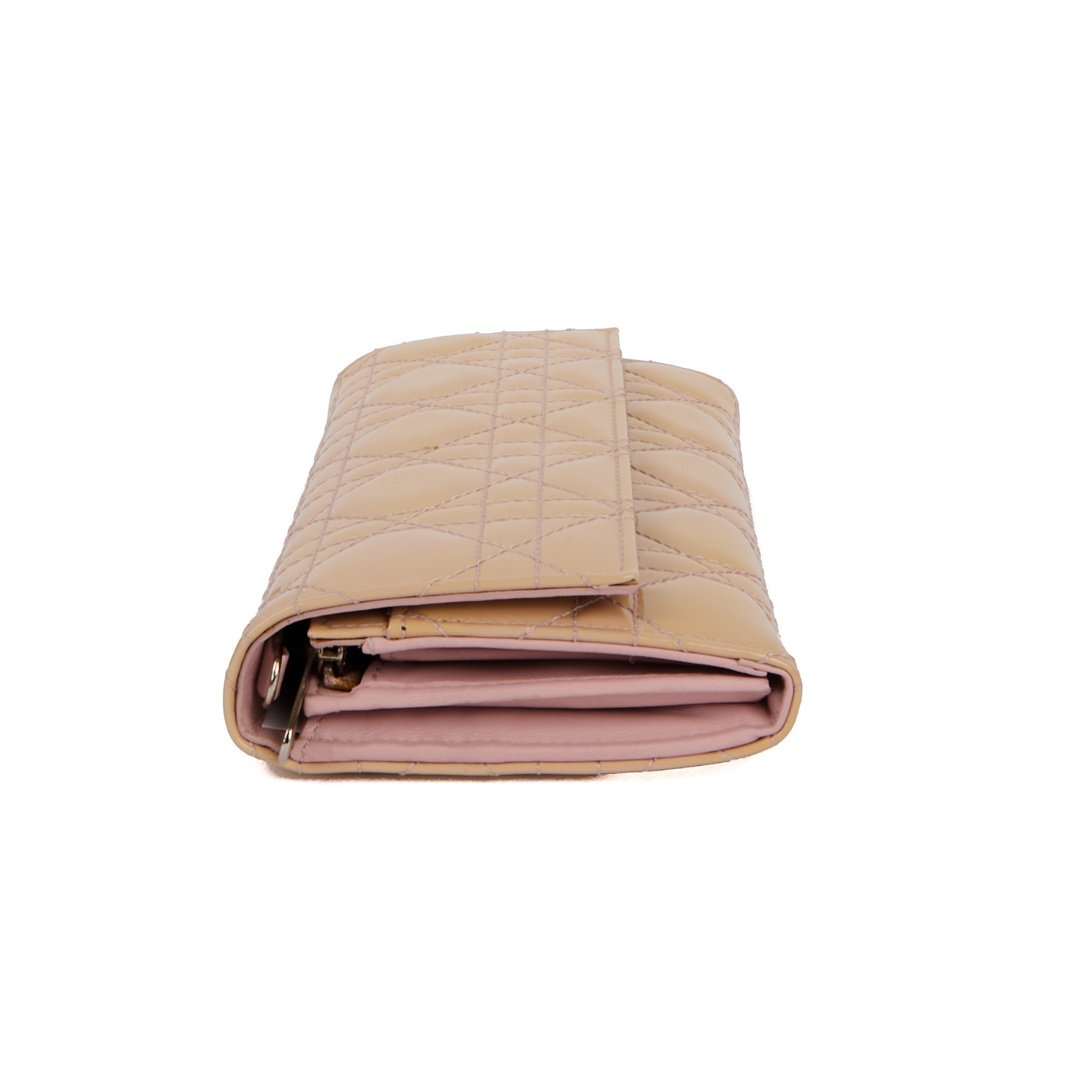 DIOR - Portefeuille Wallet on Chain cuir Cannage cuir verni rose - Hand Bag