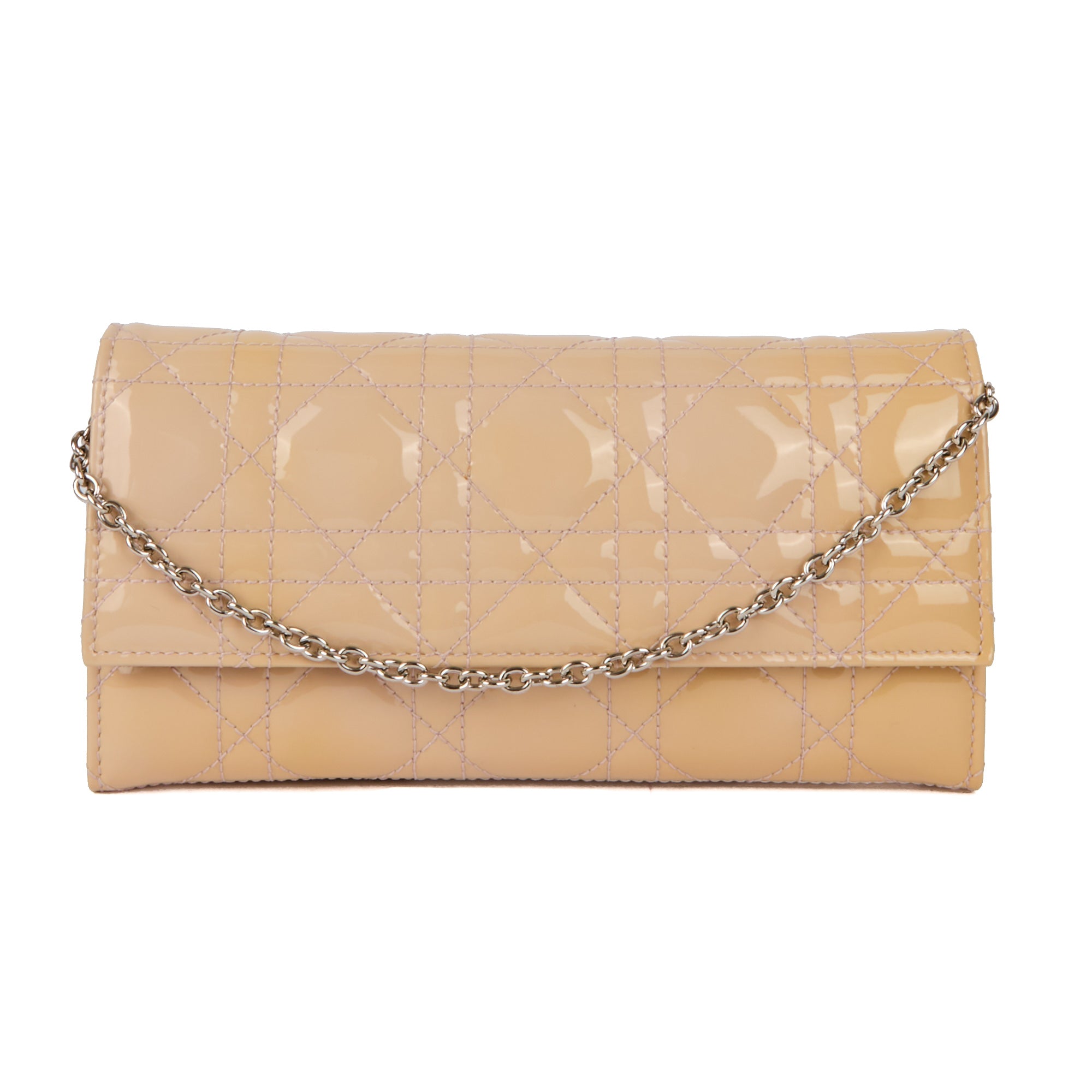 DIOR - Portefeuille Wallet on Chain cuir Cannage cuir verni rose - Hand Bag