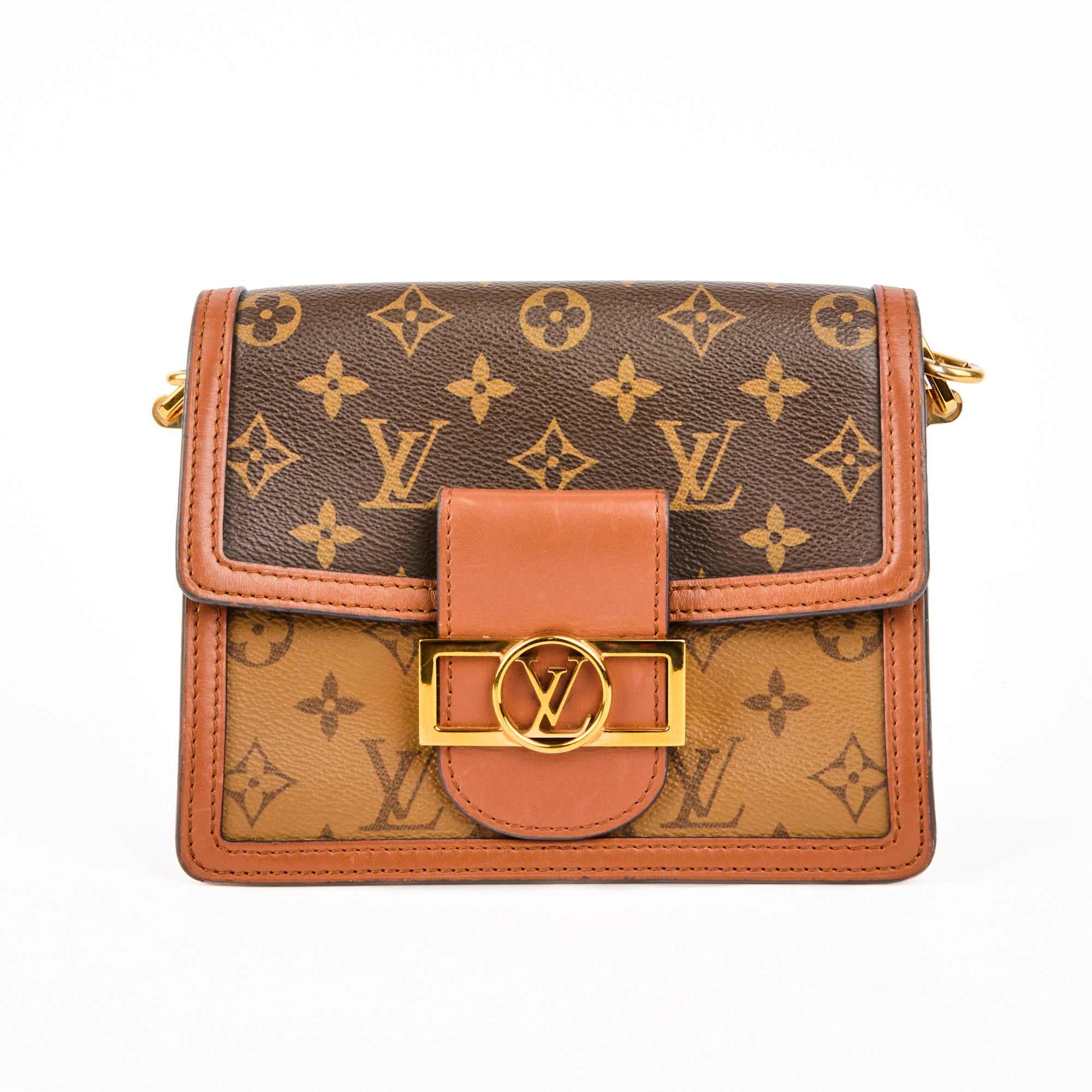 LOUIS VUITTON - Sac bandoulière Dauphine cuir marron - Handbag
