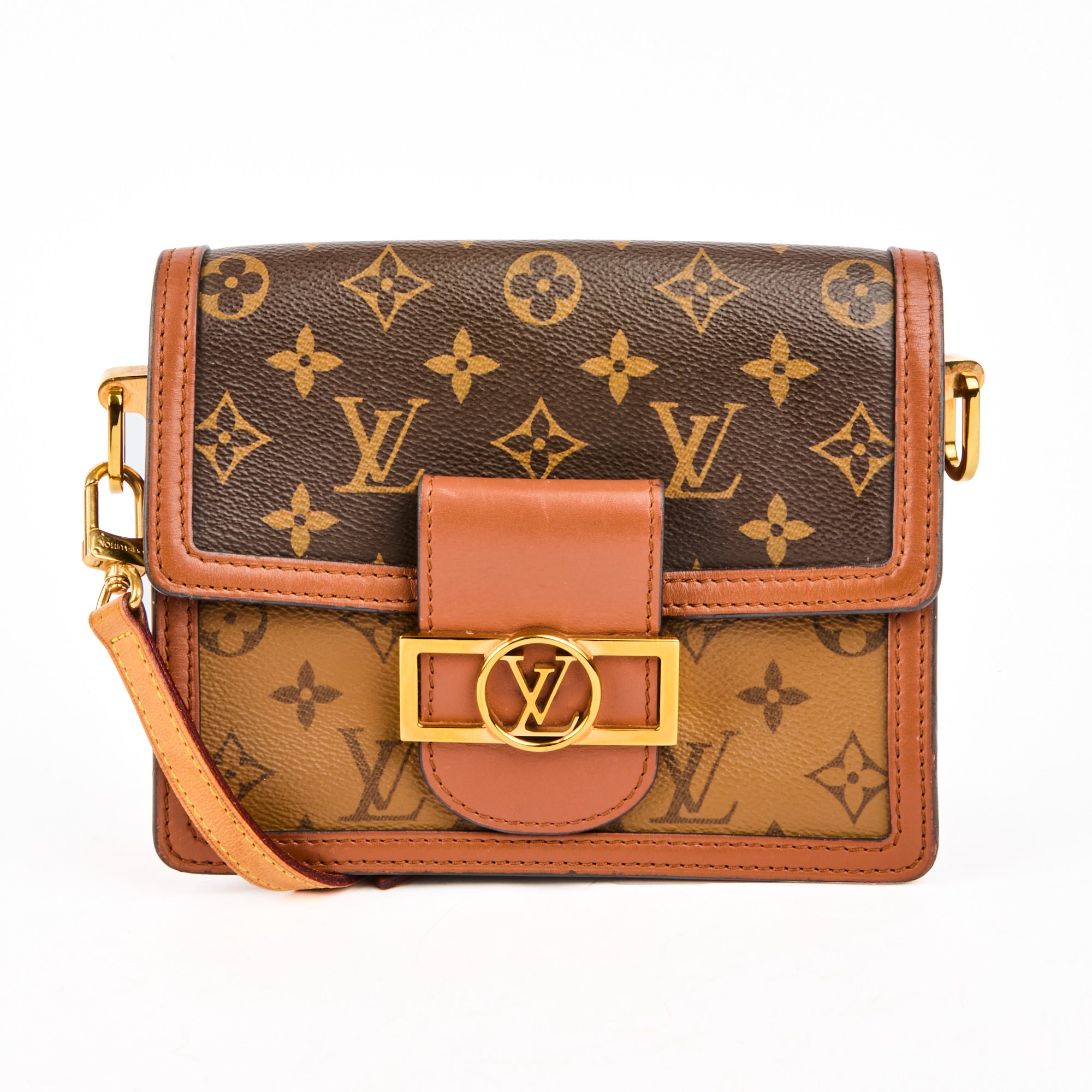 LOUIS VUITTON - Sac bandoulière Dauphine cuir marron - Handbag