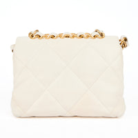 CHANEL - Sac bandoulière Mini Cushion Chain cuir blanc - Handbag