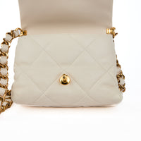 CHANEL - Sac bandoulière Mini Cushion Chain cuir blanc - Handbag