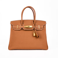 HERMES - Sac à main Birkin 30 Retourné cuir Togo Gold