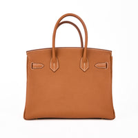 HERMES - Sac à main Birkin 30 Retourné cuir Togo Gold