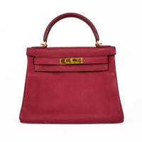 HERMES - Sac à main Kelly 28 Retourné cuir Togo Rouge H - Handbag