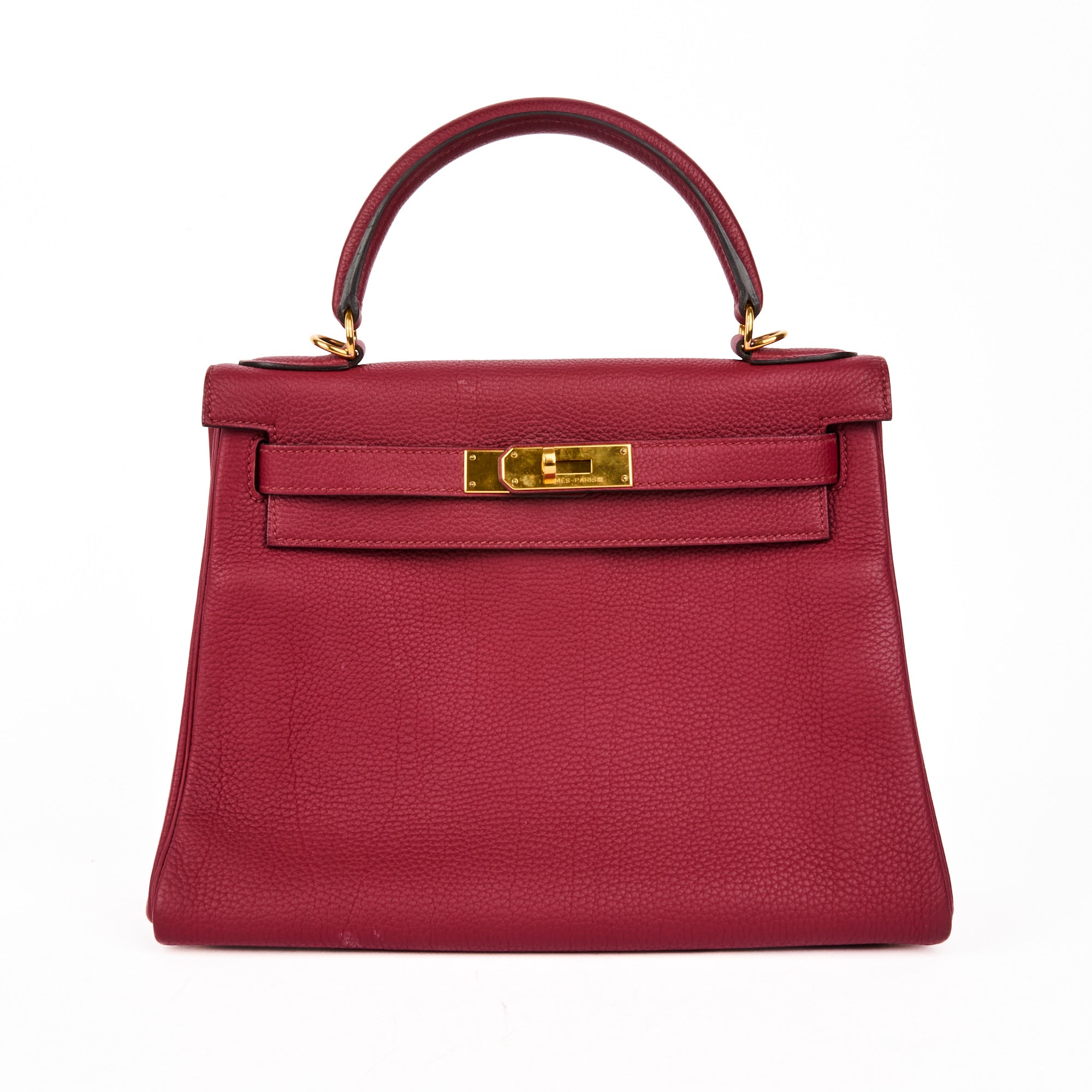HERMES - Sac à main Kelly 28 Retourné cuir Togo Rouge H - Handbag