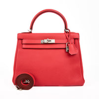 HERMES - Kelly 28 Retourné handbag in Rose Bougainvillier Clemence leather - Handbag