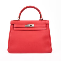 HERMES - Kelly 28 Retourné handbag in Rose Bougainvillier Clemence leather - Handbag