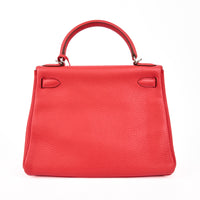 HERMES - Kelly 28 Retourné handbag in Rose Bougainvillier Clemence leather - Handbag