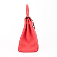 HERMES - Kelly 28 Retourné handbag in Rose Bougainvillier Clemence leather - Handbag