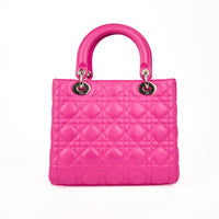 DIOR - Sac bandoulière Lady Dior Medium cuir rose - Hand Bag