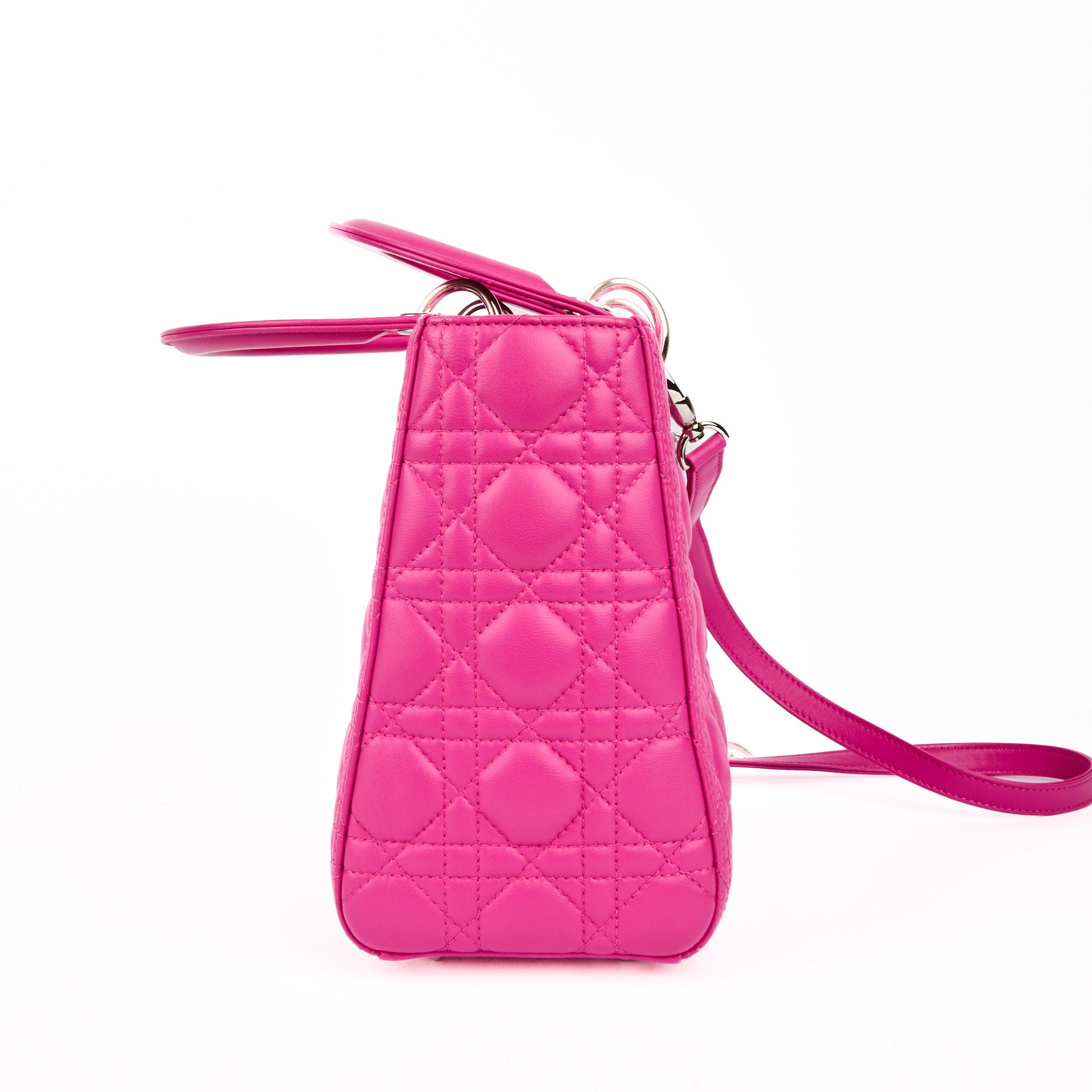 DIOR - Sac bandoulière Lady Dior Medium cuir rose - Hand Bag