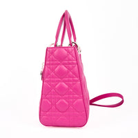 DIOR - Sac bandoulière Lady Dior Medium cuir rose - Hand Bag