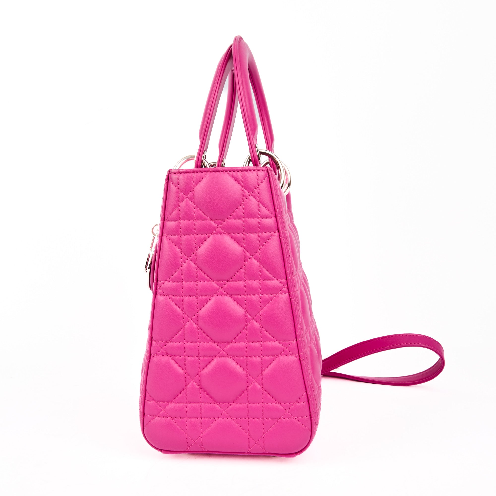 DIOR - Sac bandoulière Lady Dior Medium cuir rose - Hand Bag