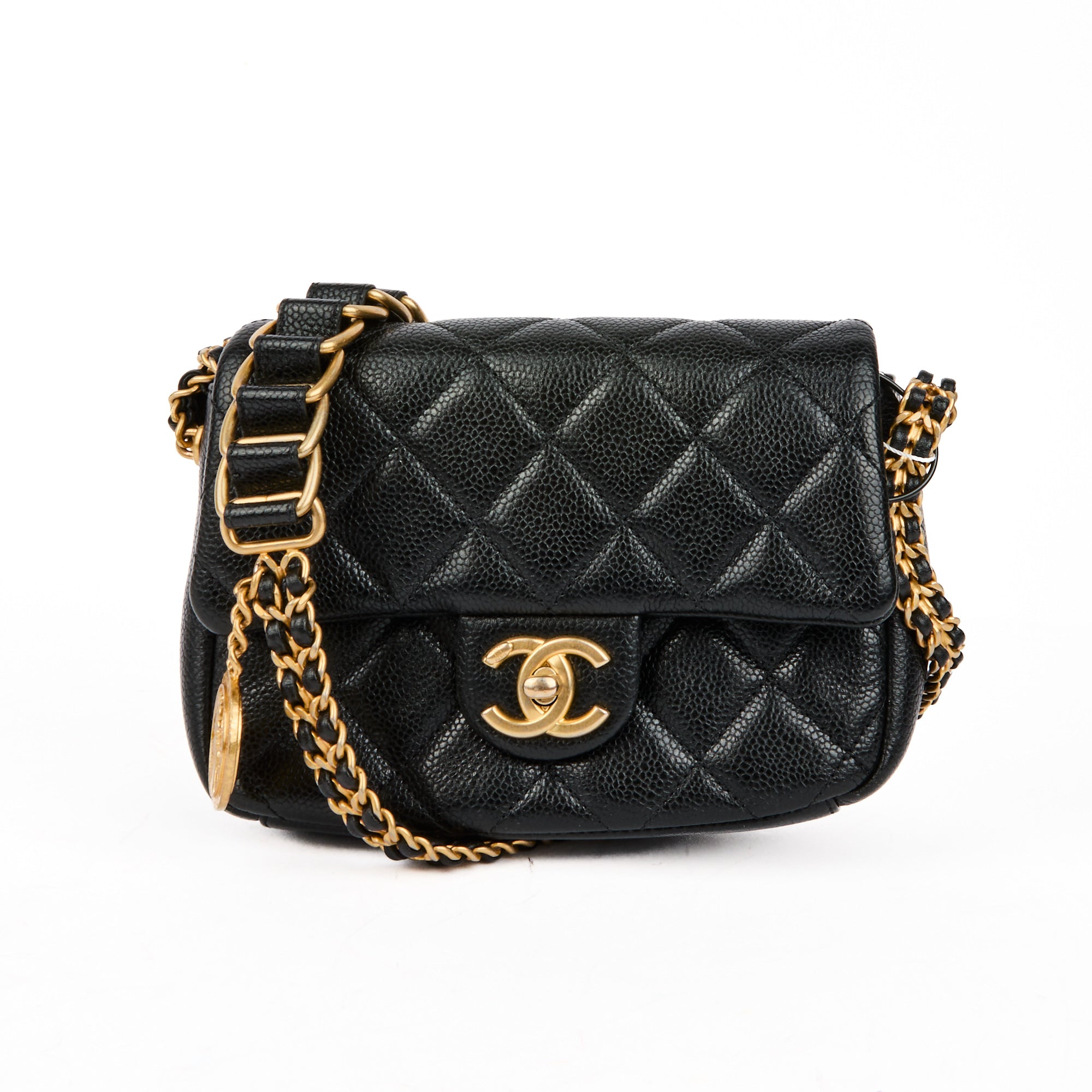 CHANEL - Sac bandoulière Mini classique cuir caviar noir - Handbag