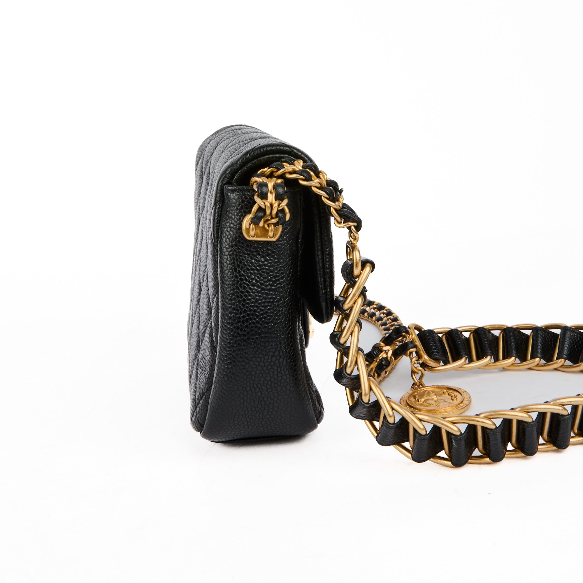 CHANEL - Sac bandoulière Mini classique cuir caviar noir - Handbag