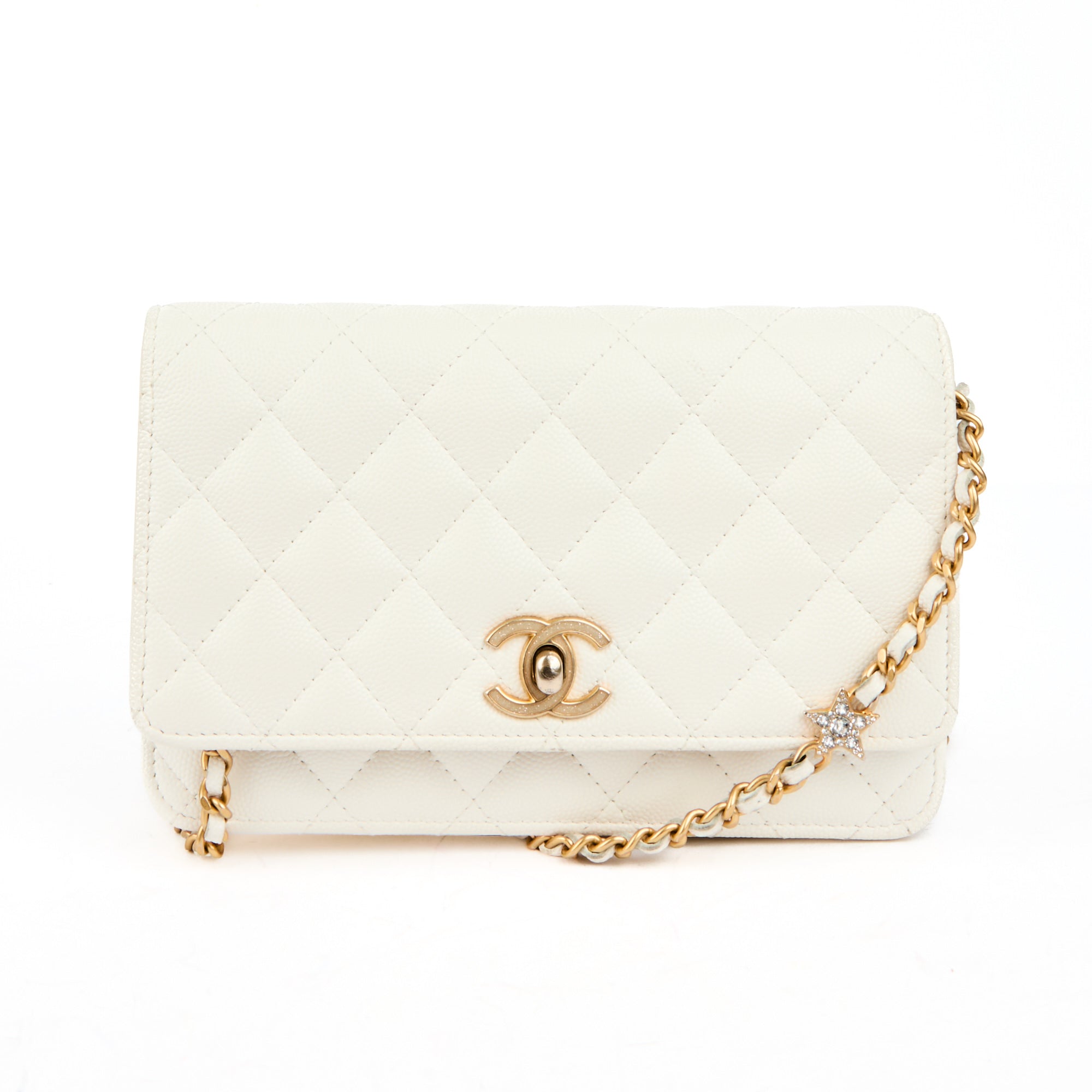 CHANEL - Sac à main wallet on chain Classique Charms cuir blanc - Handbag