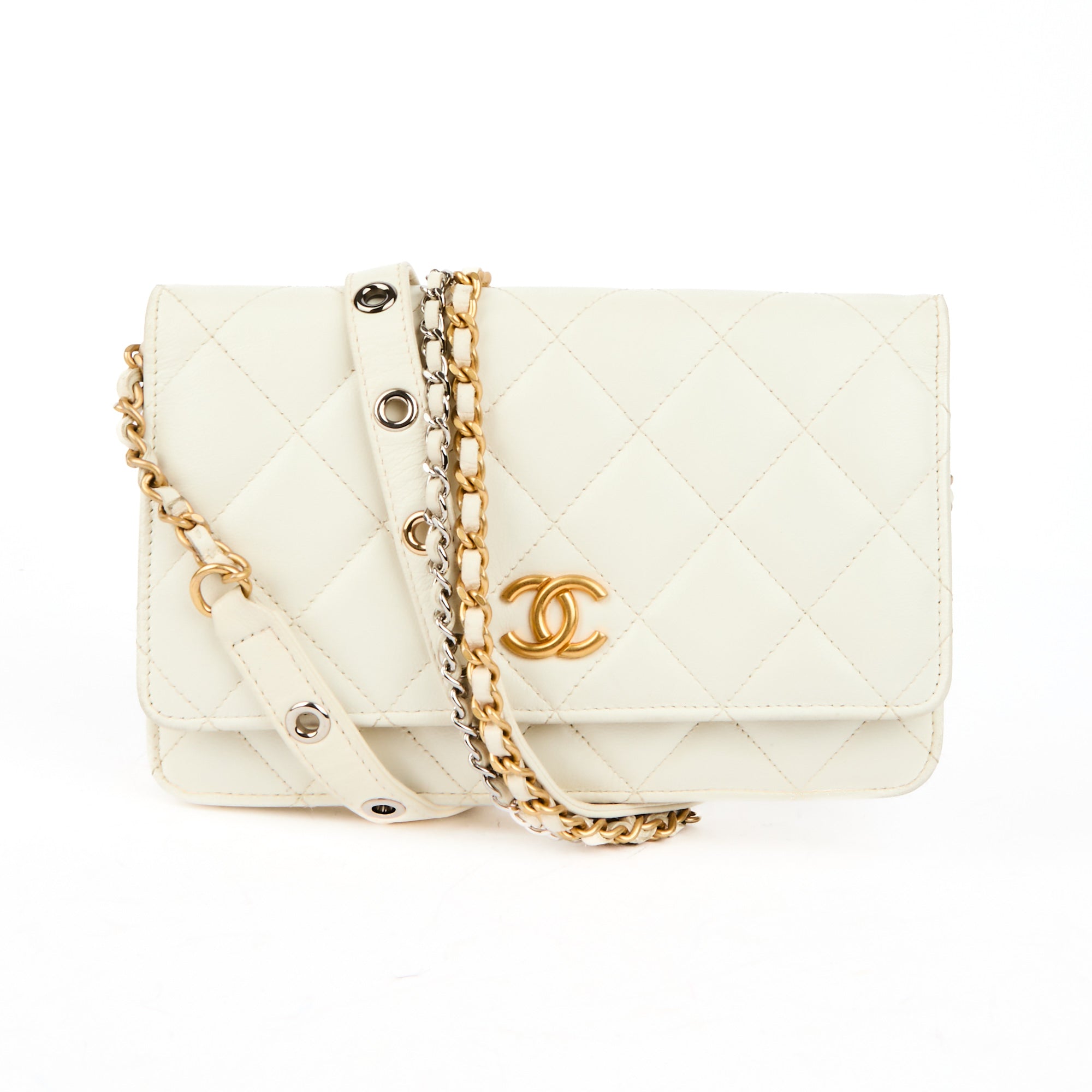 CHANEL - Sac bandoulière Wallet on Chain cuir blanc - Handbag