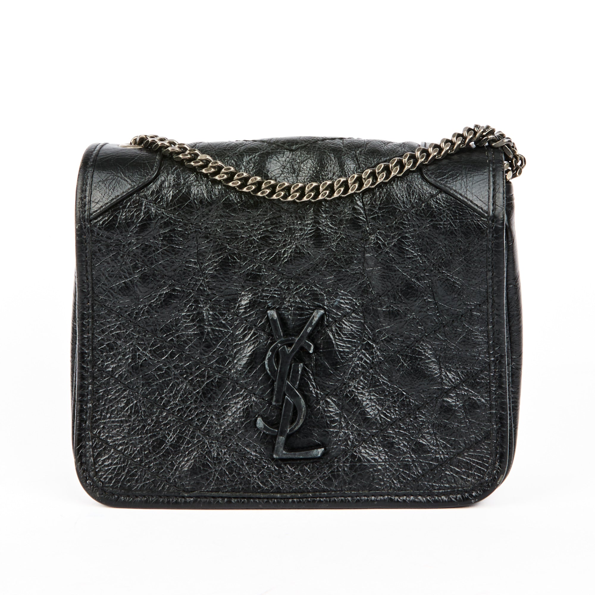 SAINT LAURENT - Sac à main Niki Mini Square cuir noir - Hand bag