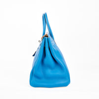 HERMES - Birkin 35 Togo leather Blue Hydra Handbag