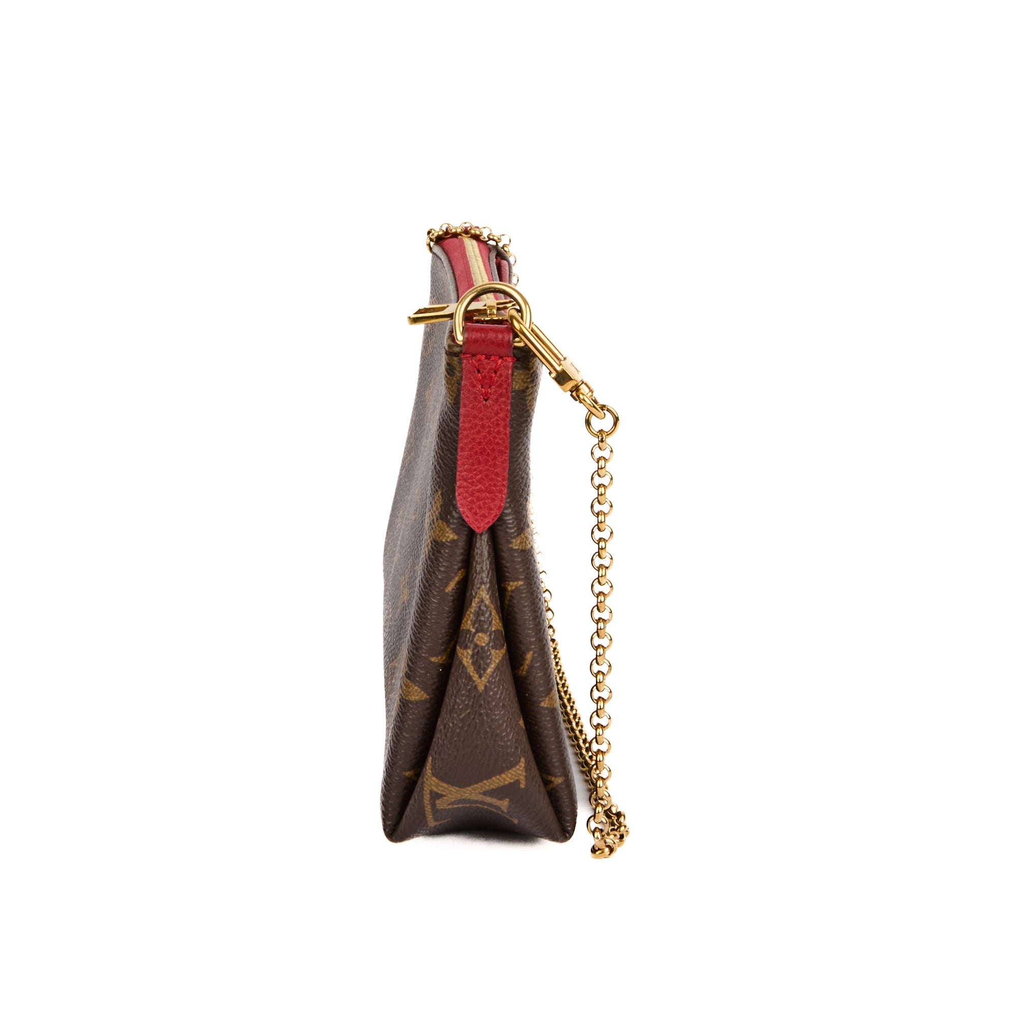 LOUIS VUITTON - Sac bandoulière Mini Pallas toile Monogram cuir rouge - Handbag