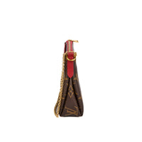 LOUIS VUITTON - Sac bandoulière Mini Pallas toile Monogram cuir rouge - Handbag