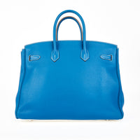 HERMES - Birkin 35 Togo leather Blue Hydra Handbag