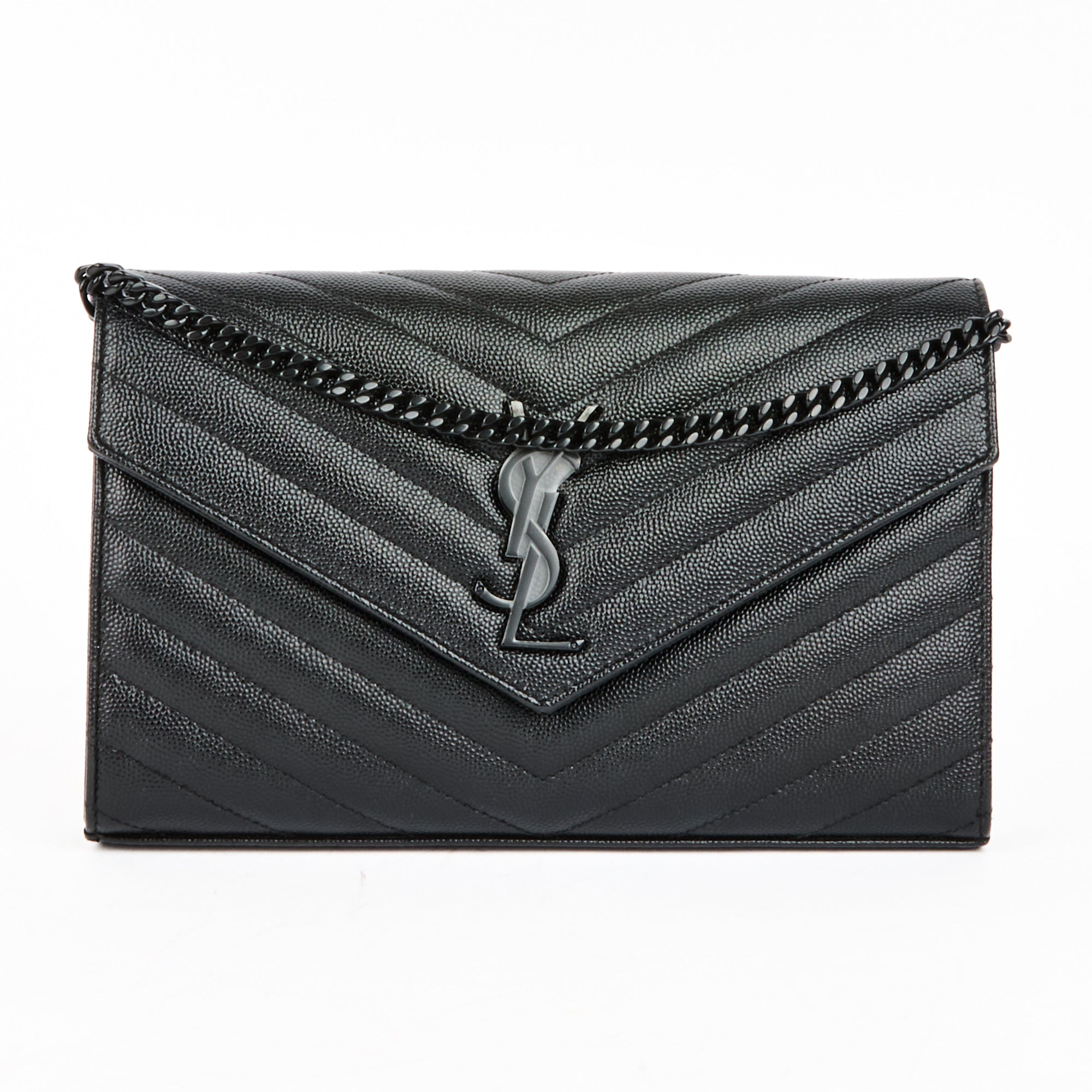 SAINT LAURENT - Sac bandoulière Enveloppe Cassandre cuir all black - Hand Bag
