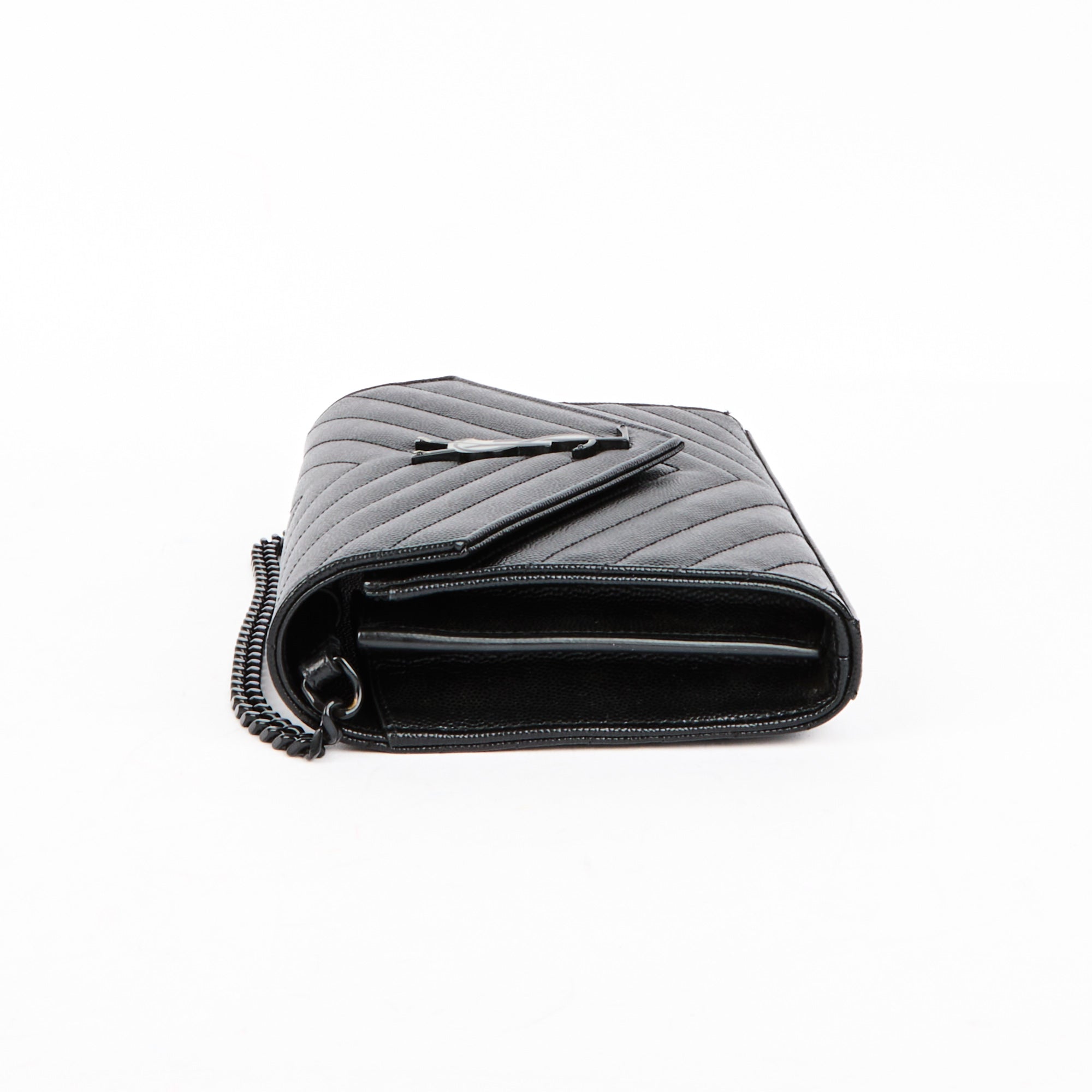 SAINT LAURENT - Sac bandoulière Enveloppe Cassandre cuir all black - Hand Bag