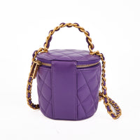 CHANEL - Sac bandoulière Vanity Handle cuir matelassé violet - Handbag