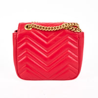 GUCCI - Sac bandoulière Marmont GG Mini Square cuir rouge - Handbag
