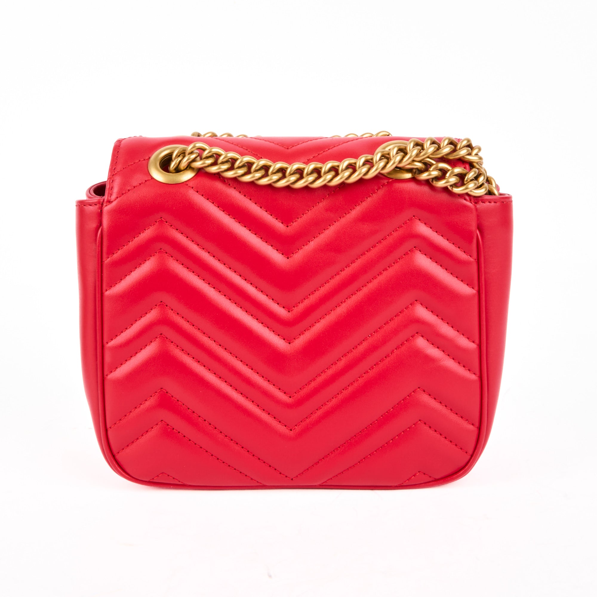 GUCCI - Sac bandoulière Marmont GG Mini Square cuir rouge - Handbag