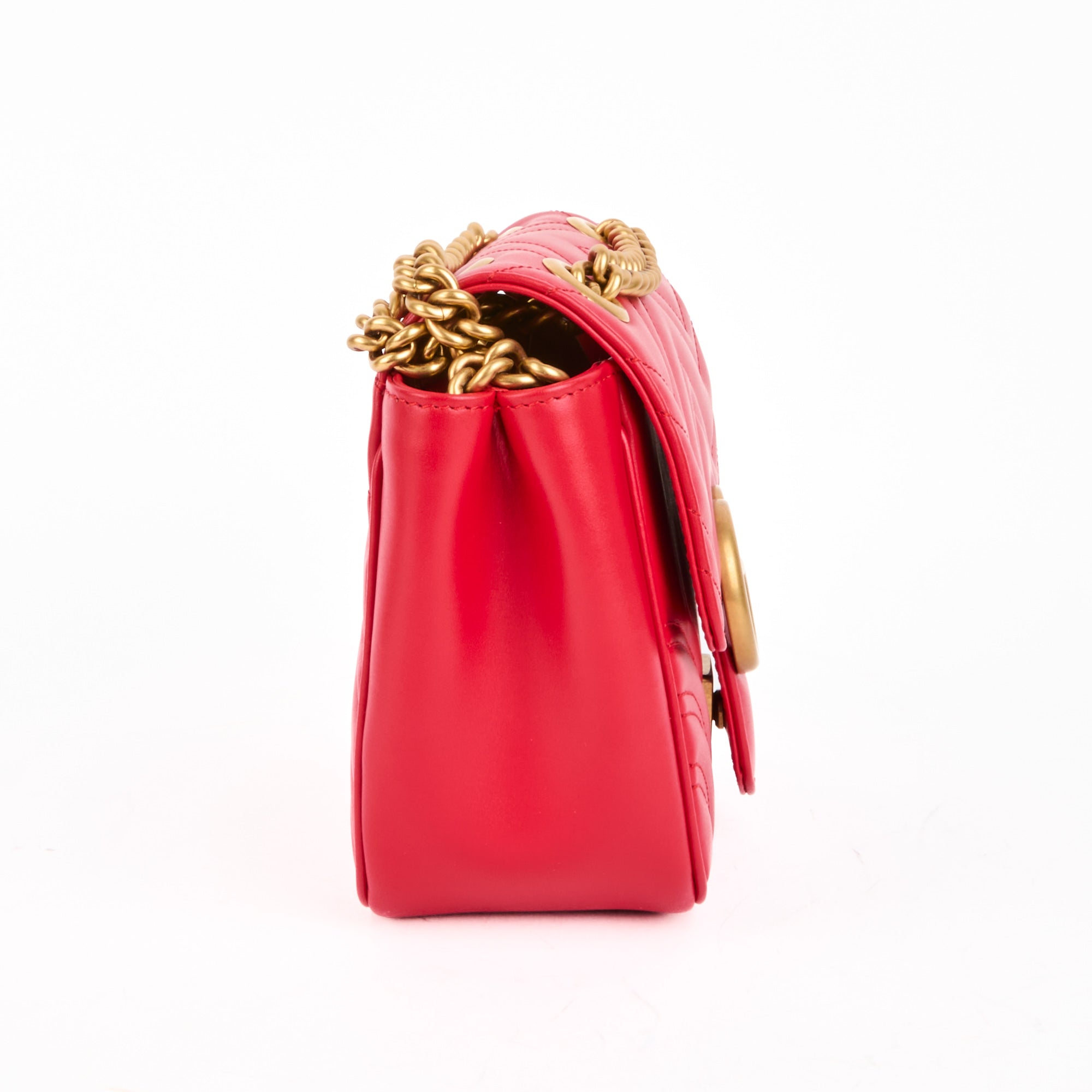 GUCCI - Sac bandoulière Marmont GG Mini Square cuir rouge - Handbag