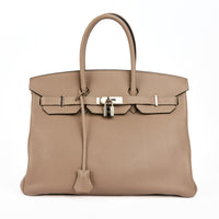 HERMES - Sac à main Birkin 35 cuir Togo Gris Tourterelle - Handbag