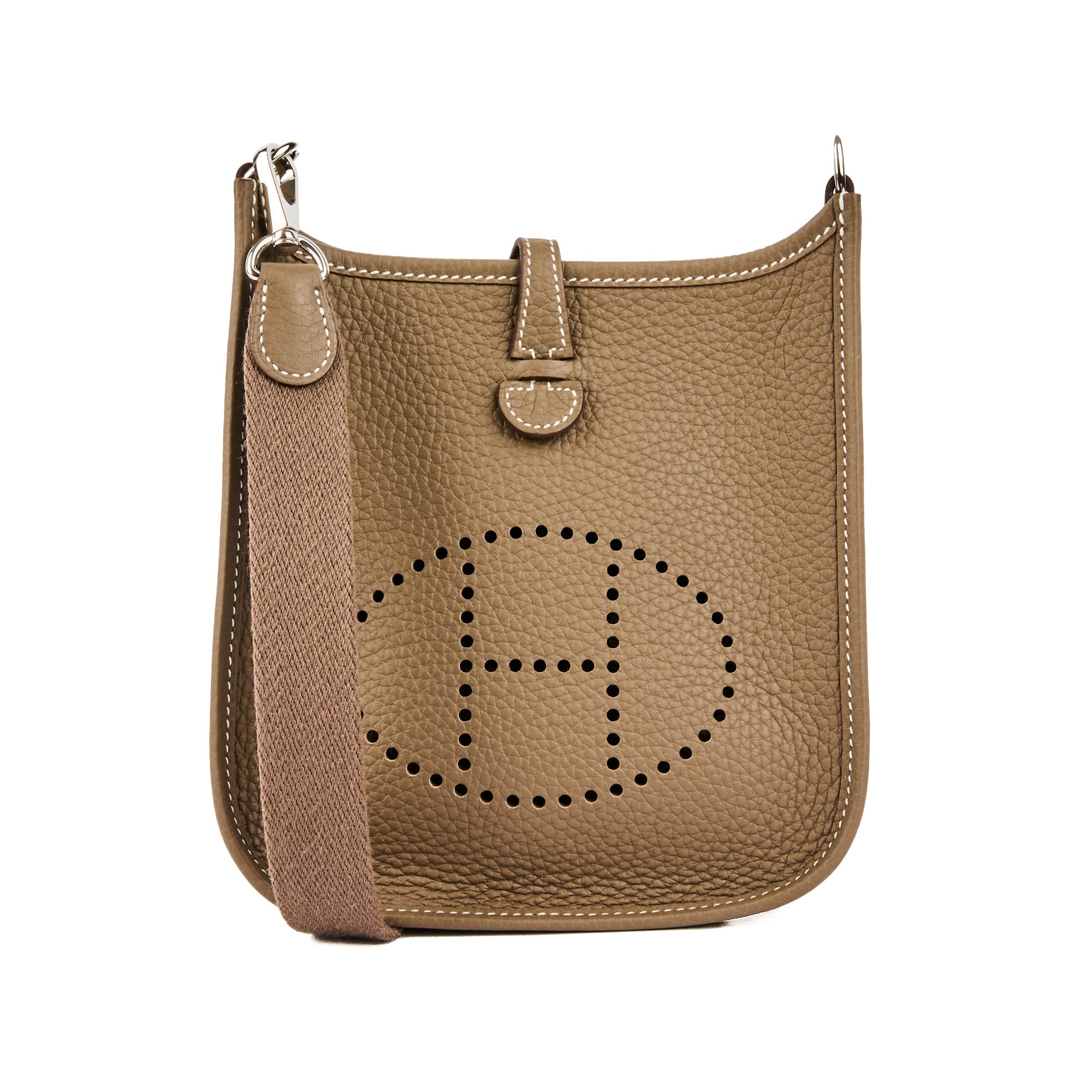 HERMES - Sac bandoulière Mini Evelyne cuir clémence Etoupe - Handbag