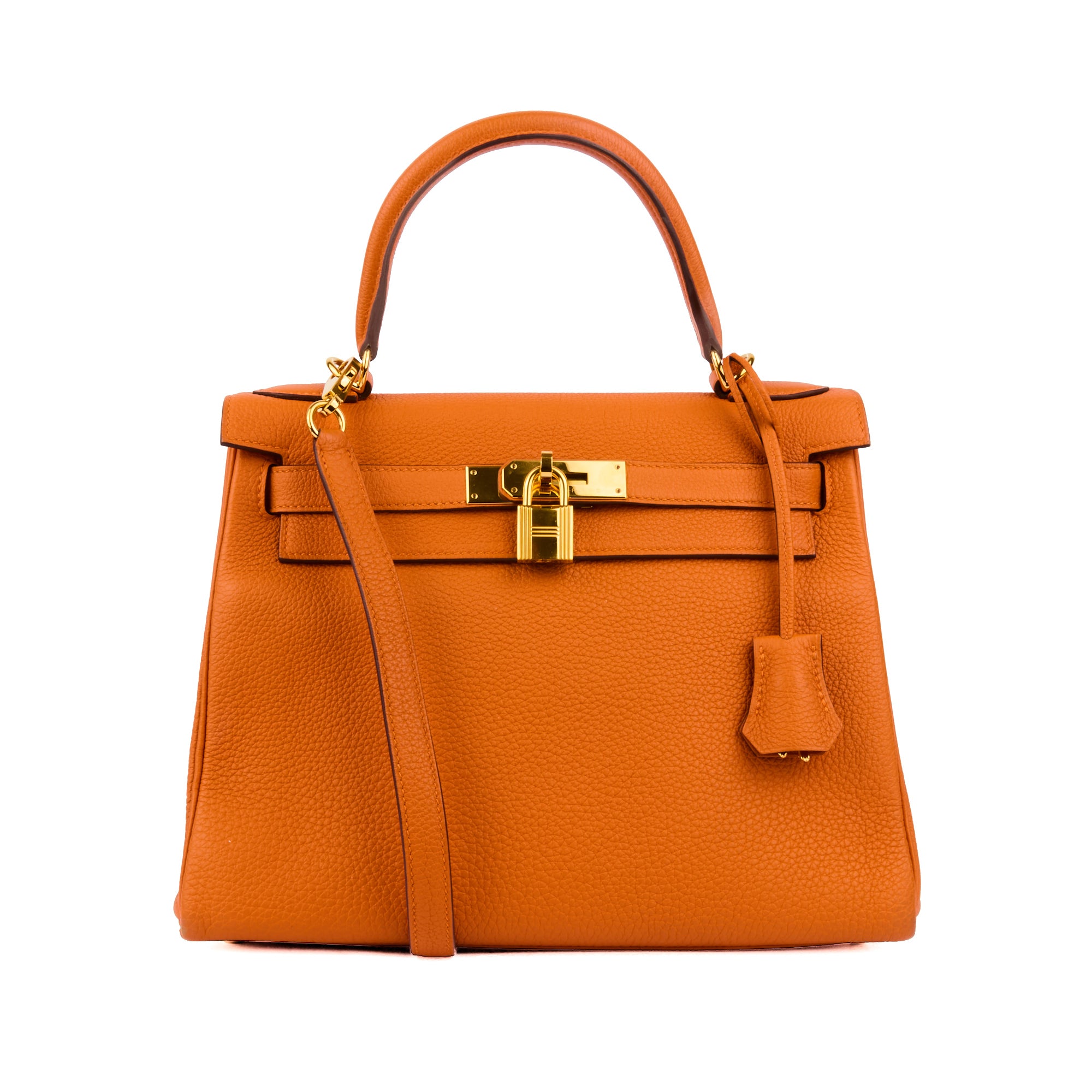 HERMES - Sac à main Kelly 28 cuir Togo Orange Retourné - Handbag