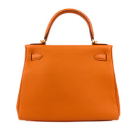 HERMES - Sac à main Kelly 28 cuir Togo Orange Retourné - Handbag