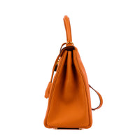 HERMES - Sac à main Kelly 28 cuir Togo Orange Retourné - Handbag