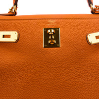 HERMES - Sac à main Kelly 28 cuir Togo Orange Retourné - Handbag