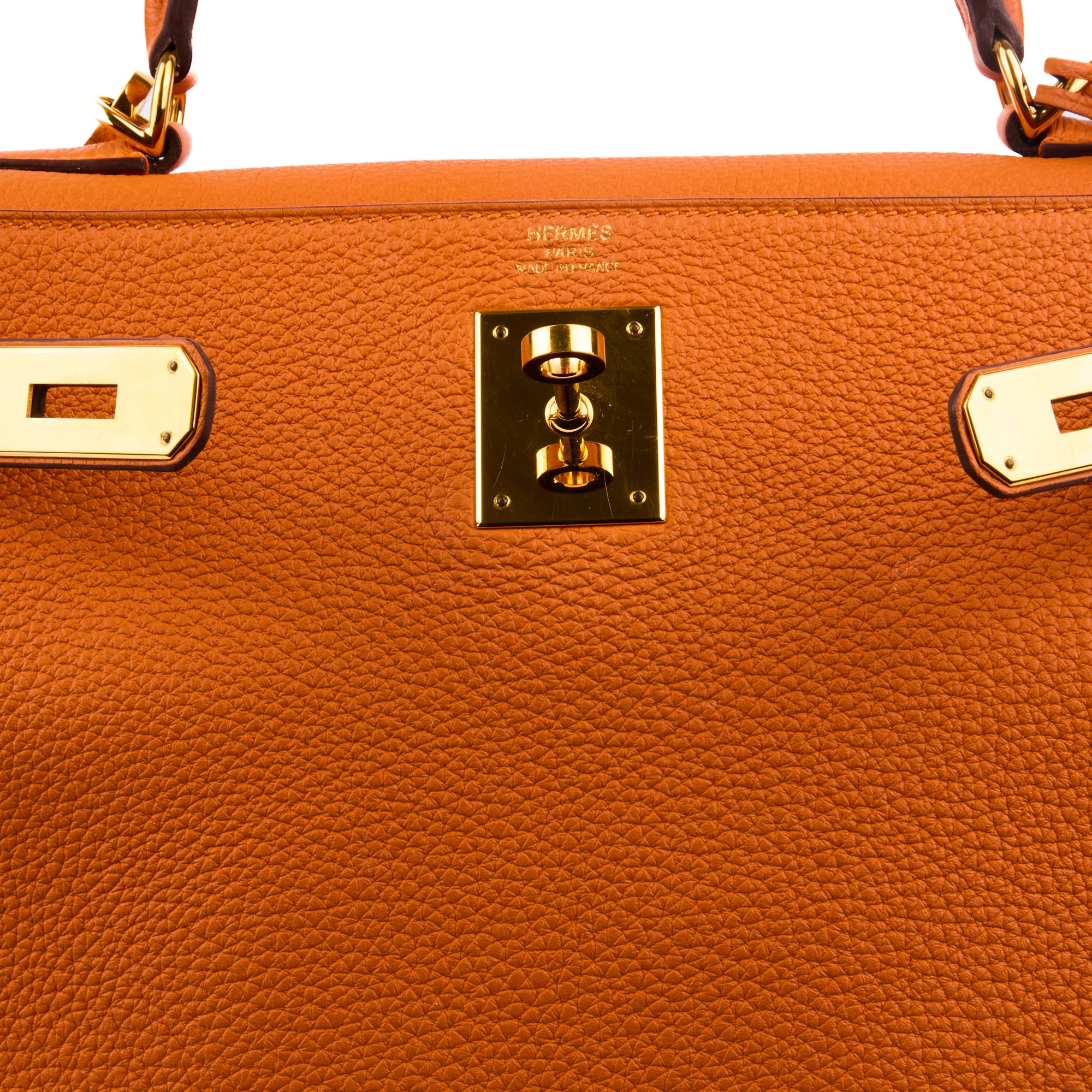 HERMES - Sac à main Kelly 28 cuir Togo Orange Retourné - Handbag