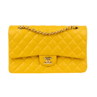 CHANEL - Sac bandoulière Timeless Classique 11.12 cuir caviar jaune - Handbag