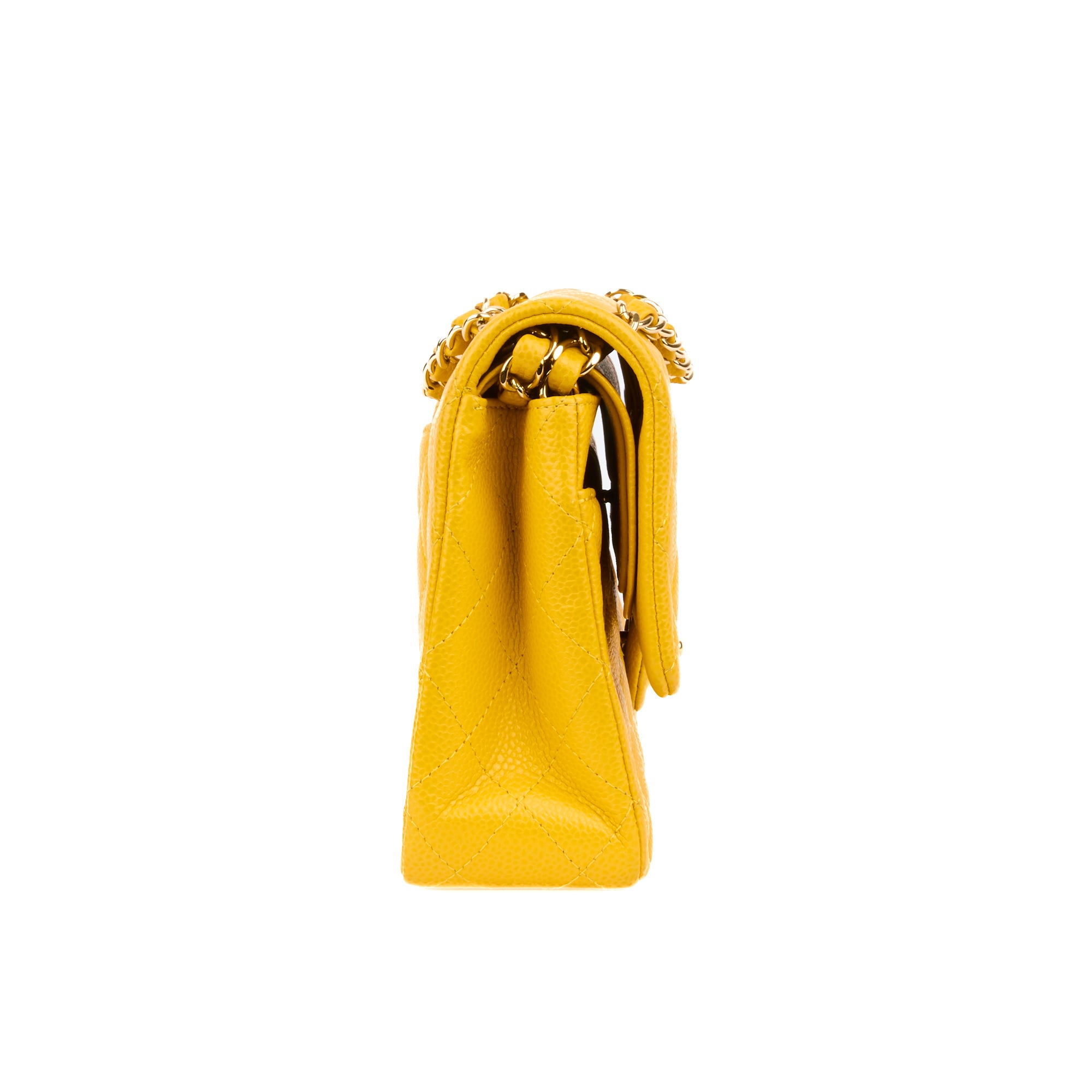 CHANEL - Sac bandoulière Timeless Classique 11.12 cuir caviar jaune - Handbag
